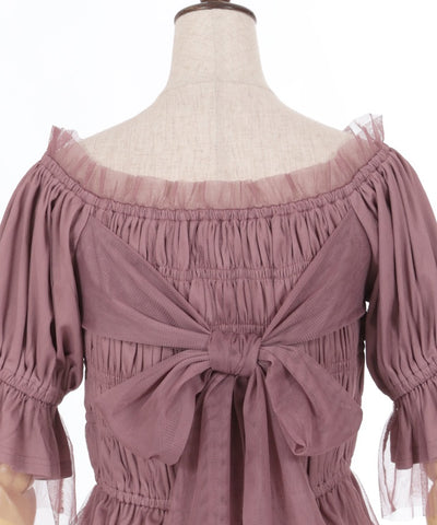 Back Ribbon Shirring Pullover