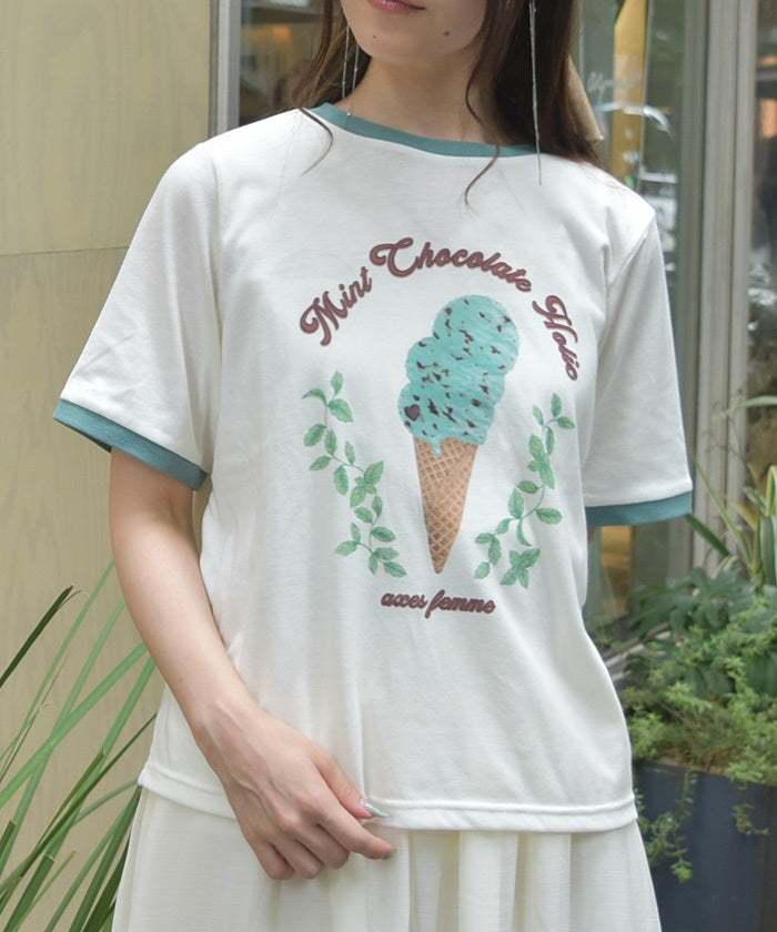 Chocolate Mint Print T-Shirt – axes femme from JAPAN