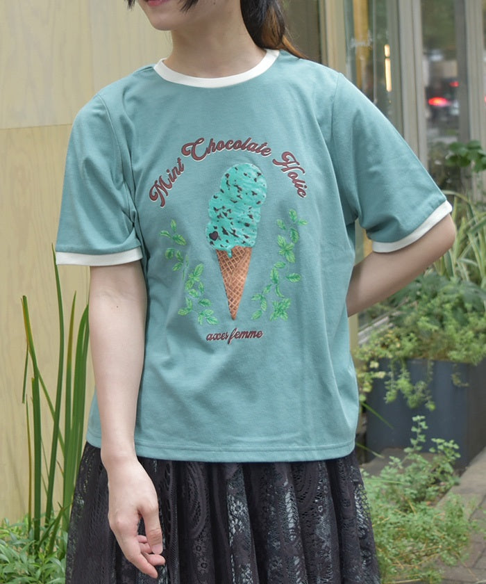 Jancidium  定価33,000円　SUZIE SHIRT / MINT Chocolate Mint Print T-Shirt – axes femme from JAPAN