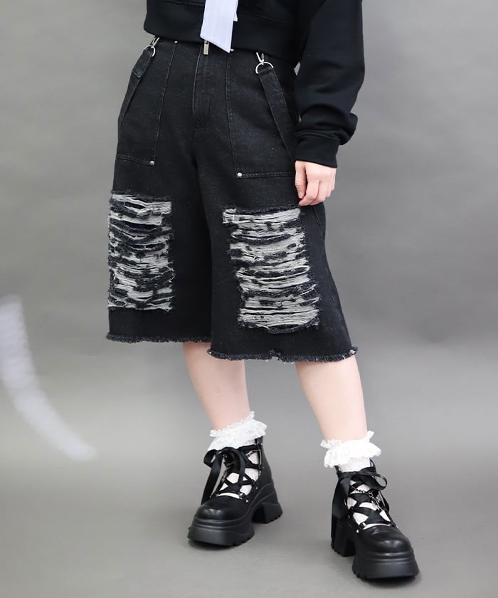 パンダ　AKTE Check Damage Half Pants – axes femme from JAPAN