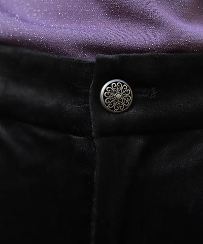 Lace Panel Velour Flare Pants