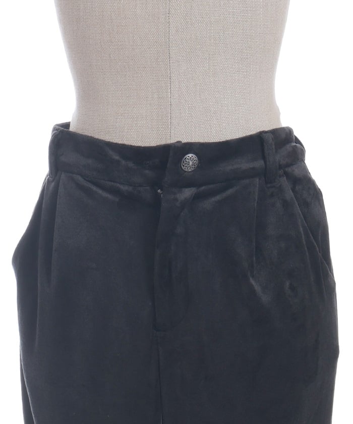 Lace Panel Velour Flare Pants