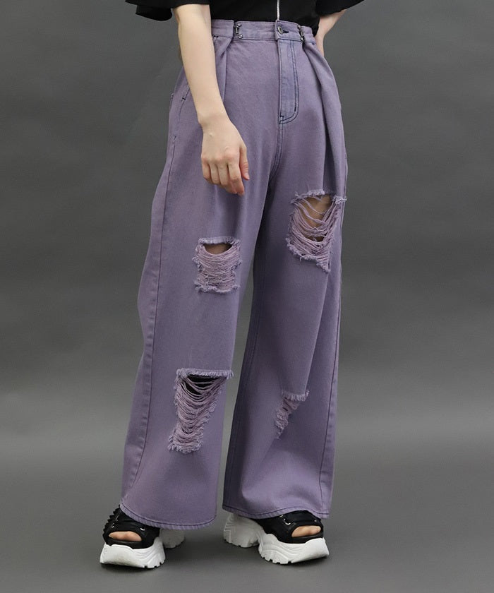 Damage Denim Loose Pants
