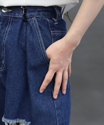 Damage Denim Loose Pants