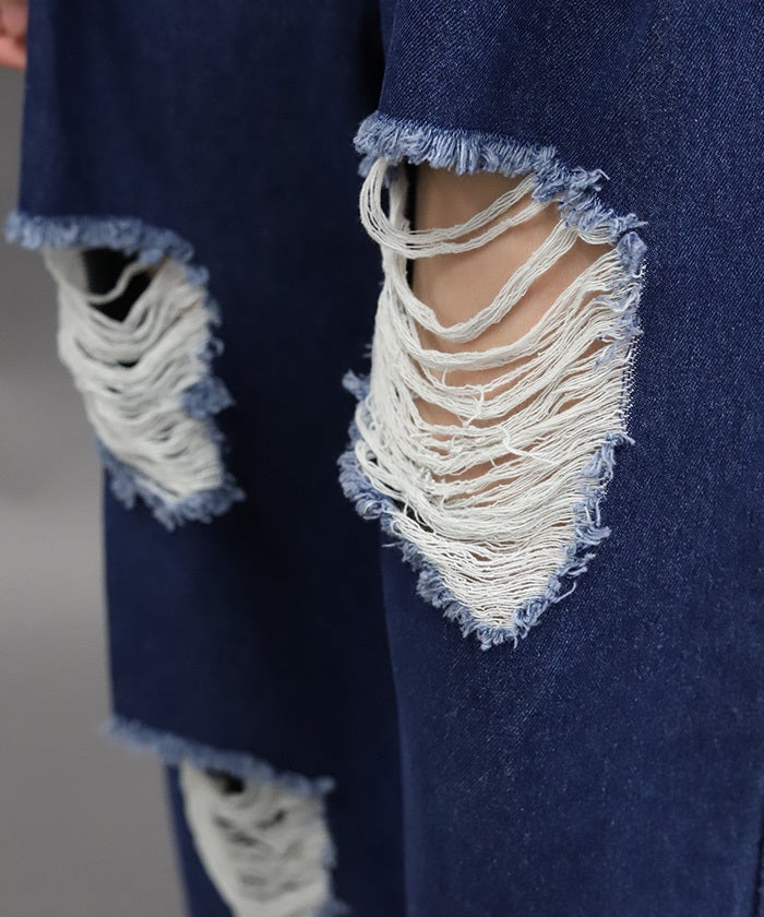 Damage Denim Loose Pants