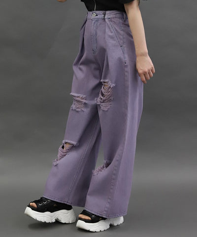 Damage Denim Loose Pants