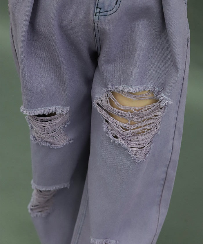 Damage Denim Loose Pants