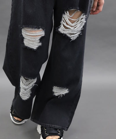 Damage Denim Loose Pants