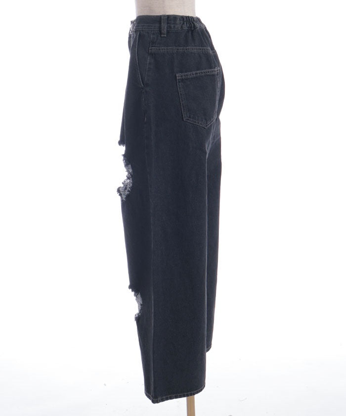 Damage Denim Loose Pants