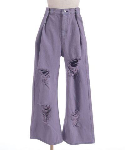 Damage Denim Loose Pants