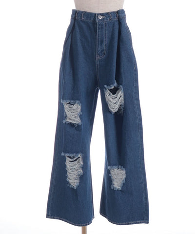 Damage Denim Loose Pants