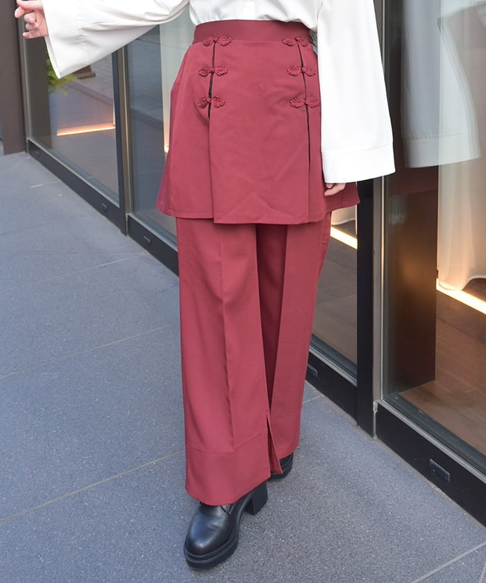 Layered Pants with Chinese Button