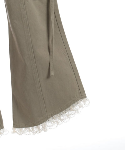 Slit & Ribbon Pants with Lace