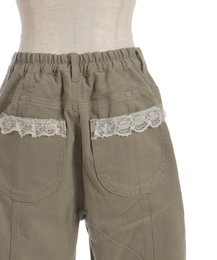 Slit & Ribbon Pants with Lace