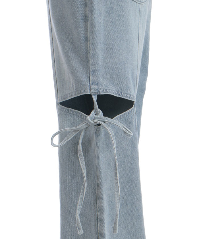 Slit & Ribbon Pants with Lace