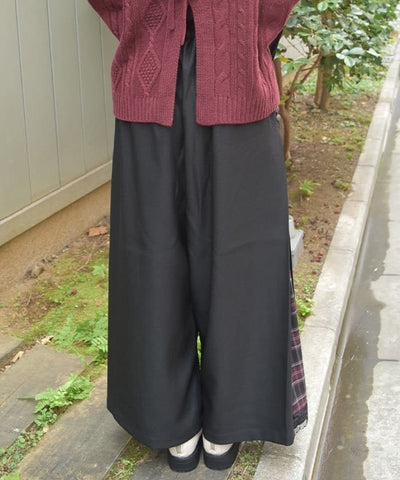 Row Buttons Side Plaid Panel Pants