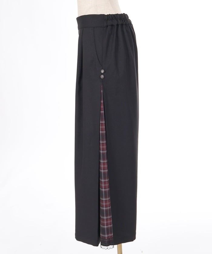 Row Buttons Side Plaid Panel Pants