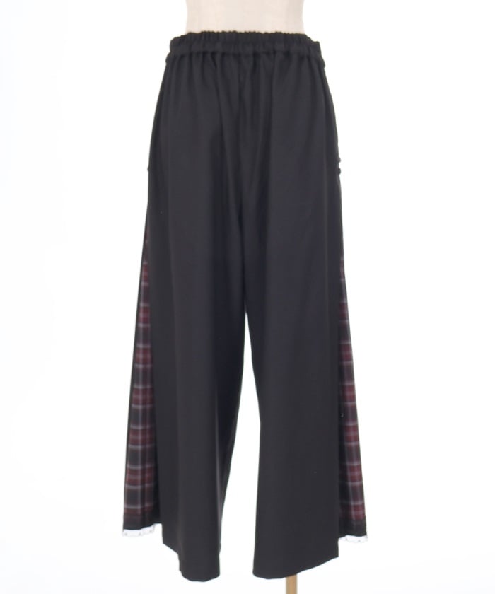 Row Buttons Side Plaid Panel Pants