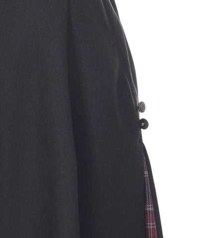 Row Buttons Side Plaid Panel Pants