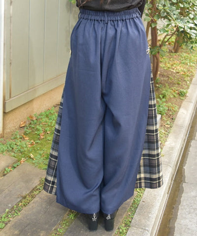 Side Plaid Wide Pants