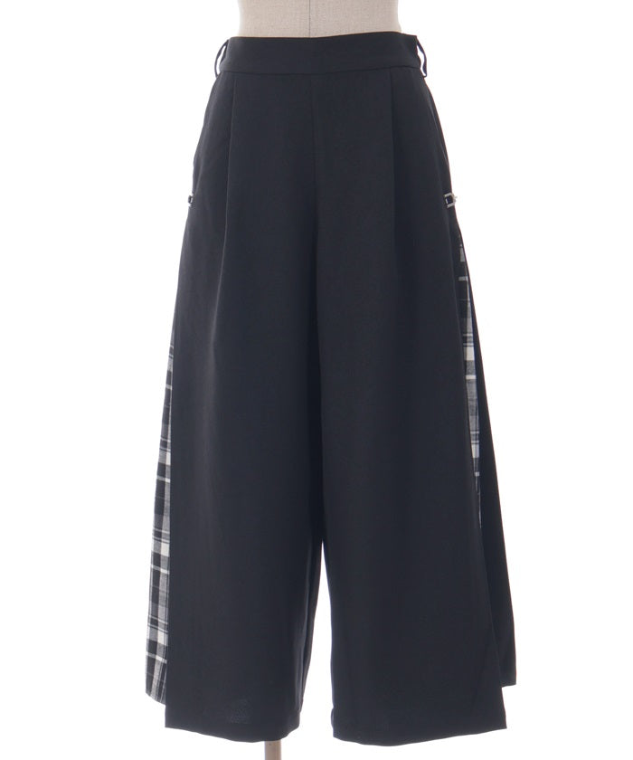 Side Plaid Wide Pants