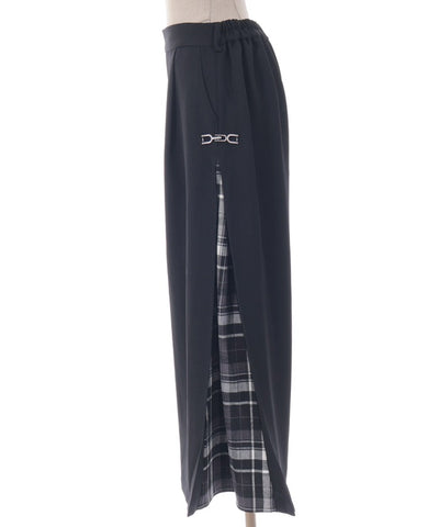 Side Plaid Wide Pants