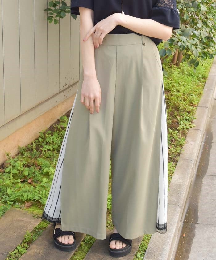 Side Pattern Panel Wide Pants
