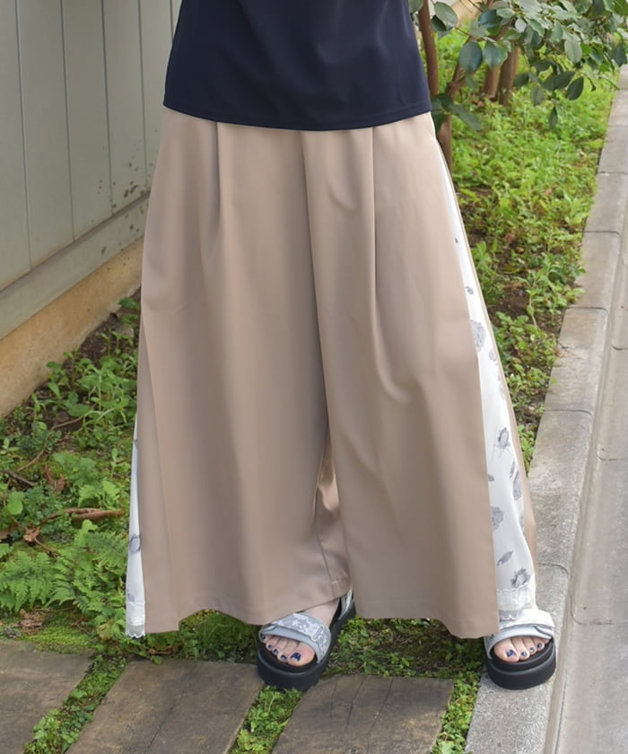 Side Pattern Panel Wide Pants
