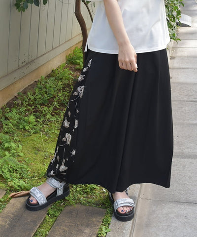 Side Pattern Panel Wide Pants