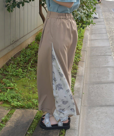 Side Pattern Panel Wide Pants