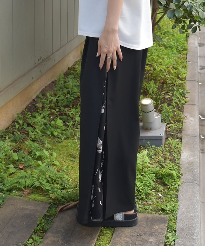 Side Pattern Panel Wide Pants