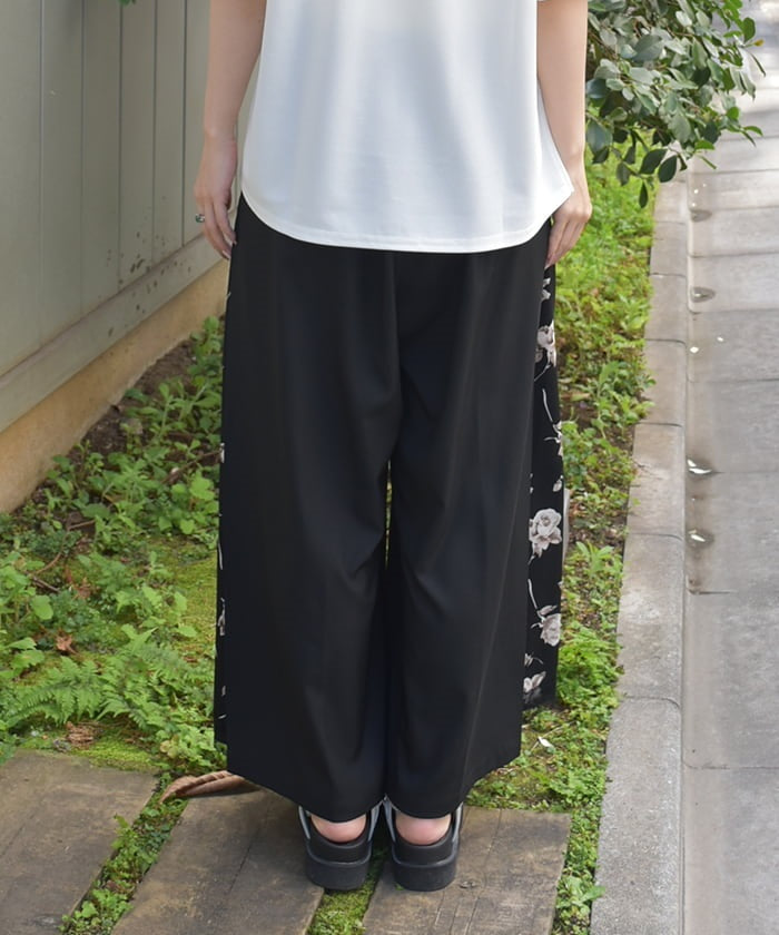 Side Pattern Panel Wide Pants