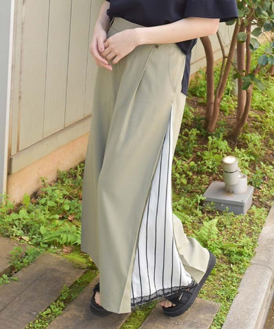 Side Pattern Panel Wide Pants