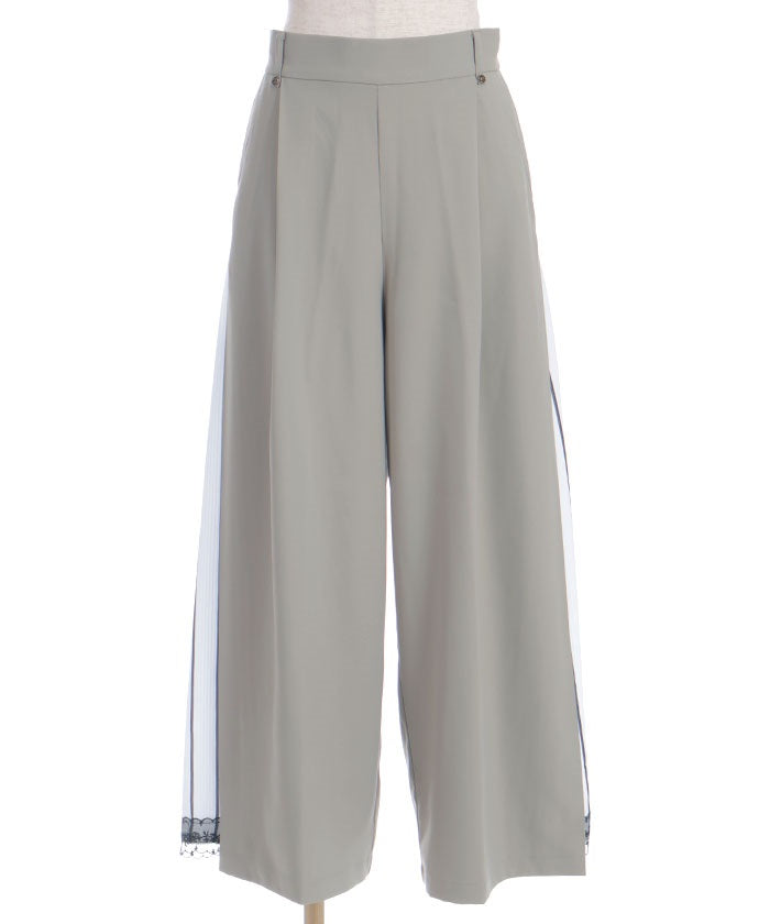 Side Pattern Panel Wide Pants
