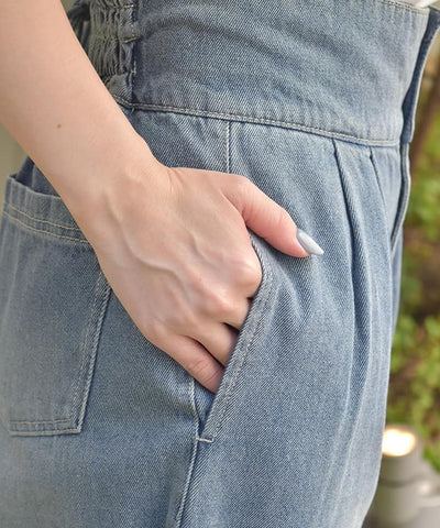 Lace-Up High-Waisted Denim Pants