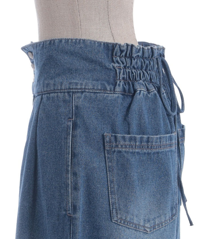 Lace-Up High-Waisted Denim Pants