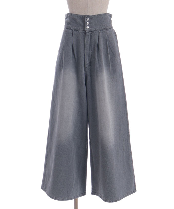 Lace-Up High-Waisted Denim Pants