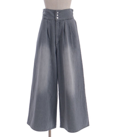 Lace-Up High-Waisted Denim Pants