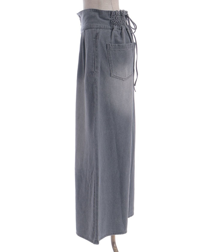 Lace-Up High-Waisted Denim Pants