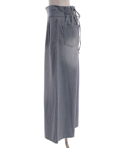 Lace-Up High-Waisted Denim Pants