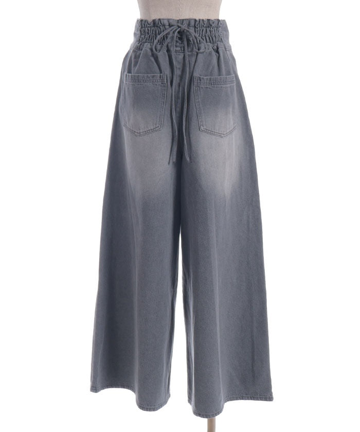 Lace-Up High-Waisted Denim Pants