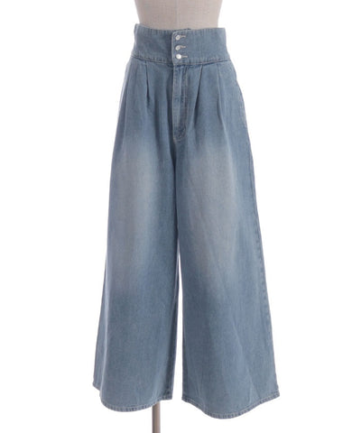 Lace-Up High-Waisted Denim Pants