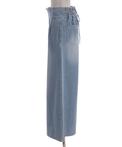 Lace-Up High-Waisted Denim Pants
