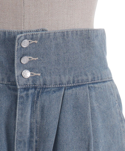 Lace-Up High-Waisted Denim Pants