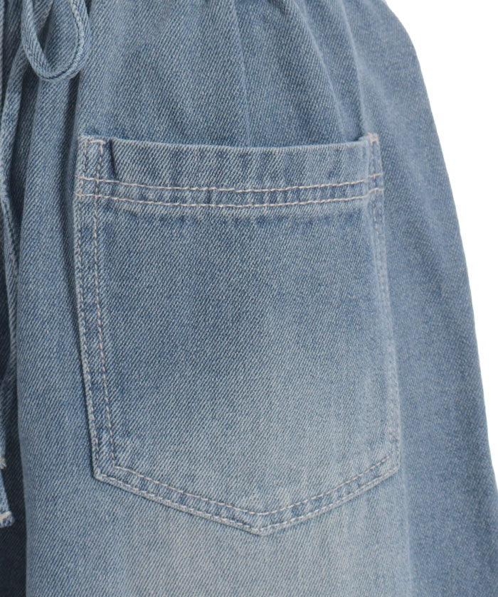 Lace-Up High-Waisted Denim Pants