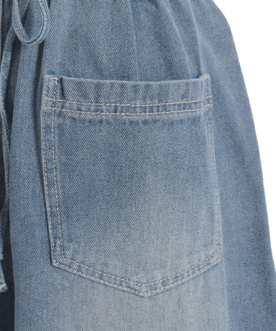 Lace-Up High-Waisted Denim Pants