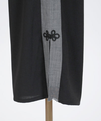 Faux Linen Chinese Button Color Scheme Pants