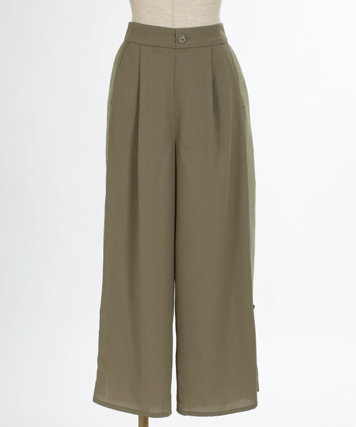 Faux Linen Chinese Button Color Scheme Pants