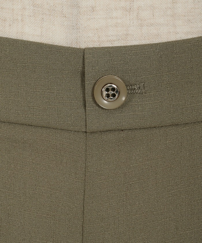 Faux Linen Chinese Button Color Scheme Pants