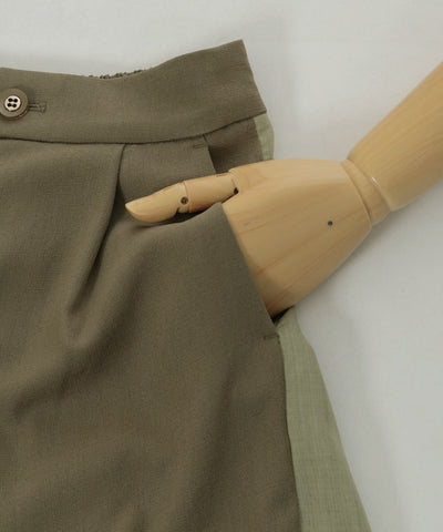 Faux Linen Chinese Button Color Scheme Pants